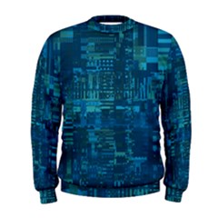 Blue Green Abstract Art Geometric Pattern Men s Sweatshirt by SpinnyChairDesigns