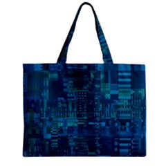 Blue Green Abstract Art Geometric Pattern Zipper Mini Tote Bag by SpinnyChairDesigns