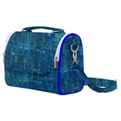 Blue Green Abstract Art Geometric Pattern Satchel Shoulder Bag by SpinnyChairDesigns