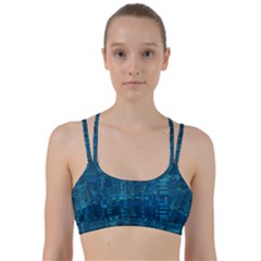 Blue Green Abstract Art Geometric Pattern Line Them Up Sports Bra