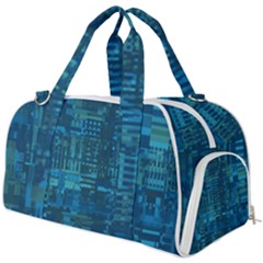 Blue Green Abstract Art Geometric Pattern Burner Gym Duffel Bag by SpinnyChairDesigns