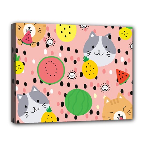Cats And Fruits  Canvas 14  X 11  (stretched) by Sobalvarro