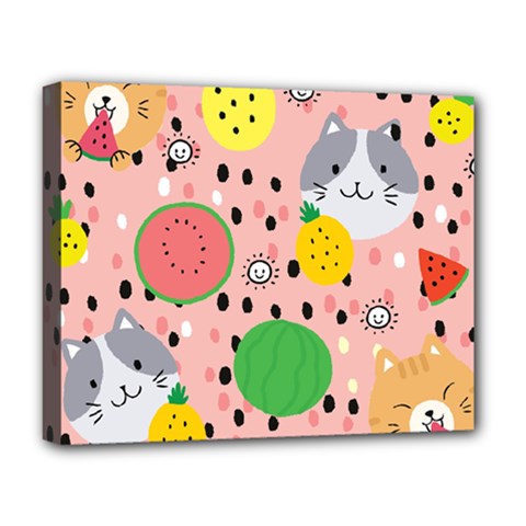 Cats And Fruits  Deluxe Canvas 20  X 16  (stretched) by Sobalvarro