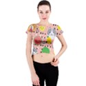 Cats and fruits  Crew Neck Crop Top View1