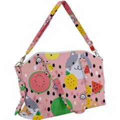 Cats And Fruits  Canvas Crossbody Bag by Sobalvarro