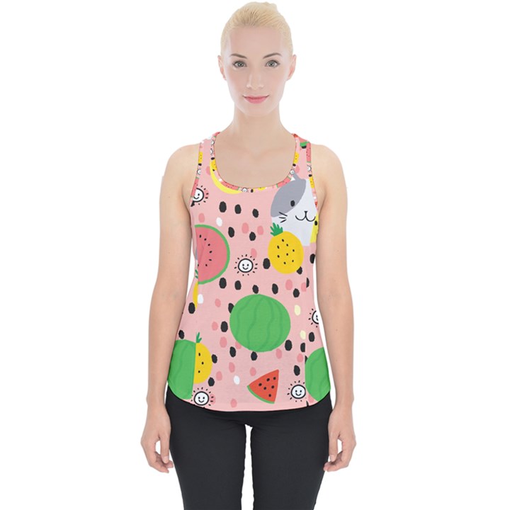 Cats and fruits  Piece Up Tank Top