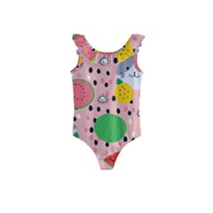 Cats And Fruits  Kids  Frill Swimsuit by Sobalvarro