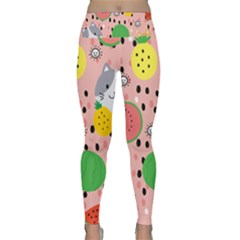 Cats And Fruits  Lightweight Velour Classic Yoga Leggings by Sobalvarro