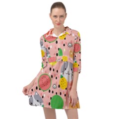 Cats And Fruits  Mini Skater Shirt Dress by Sobalvarro