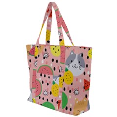 Cats And Fruits  Zip Up Canvas Bag by Sobalvarro