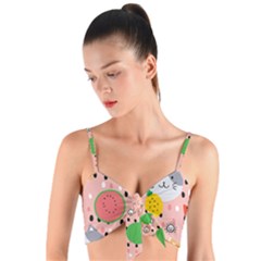 Cats And Fruits  Woven Tie Front Bralet by Sobalvarro