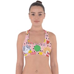 Cats And Fruits  Cross Back Hipster Bikini Top  by Sobalvarro