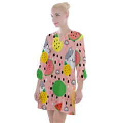 Cats And Fruits  Open Neck Shift Dress by Sobalvarro