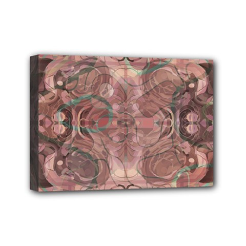 Tea Rose Pink And Brown Abstract Art Color Mini Canvas 7  X 5  (stretched) by SpinnyChairDesigns