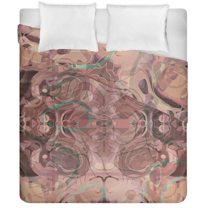 Tea Rose Pink and Brown Abstract Art Color Duvet Cover Double Side (California King Size)