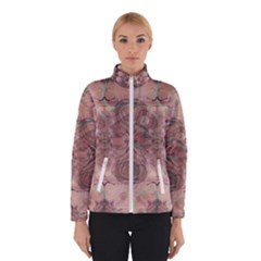 Tea Rose Pink And Brown Abstract Art Color Winter Jacket by SpinnyChairDesigns