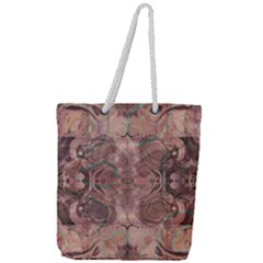 Tea Rose Pink And Brown Abstract Art Color Full Print Rope Handle Tote (large) by SpinnyChairDesigns