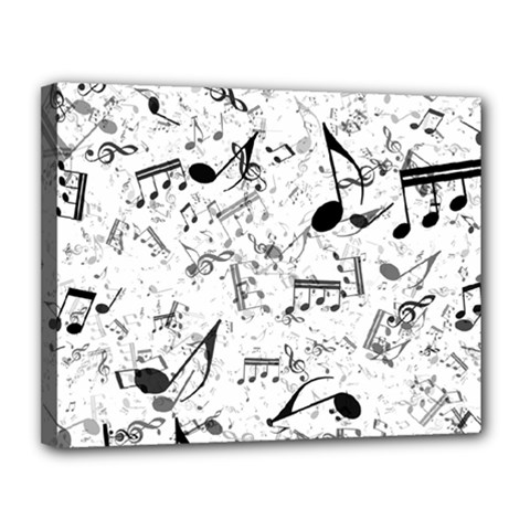 Black And White Music Notes Canvas 14  X 11  (stretched) by SpinnyChairDesigns