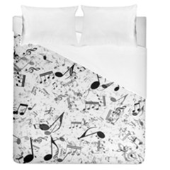 Black And White Music Notes Duvet Cover (queen Size) by SpinnyChairDesigns