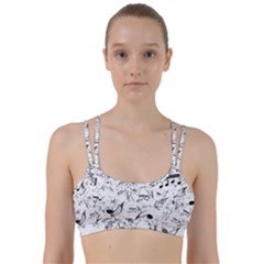 Black And White Music Notes Line Them Up Sports Bra