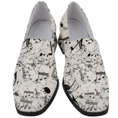 Black And White Music Notes Women s Chunky Heel Loafers