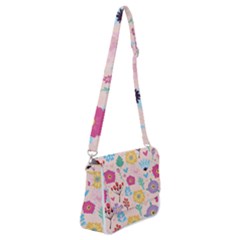 Tekstura-fon-tsvety-berries-flowers-pattern-seamless Shoulder Bag With Back Zipper by Sobalvarro
