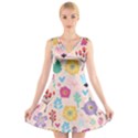 Tekstura-fon-tsvety-berries-flowers-pattern-seamless V-Neck Sleeveless Dress View1