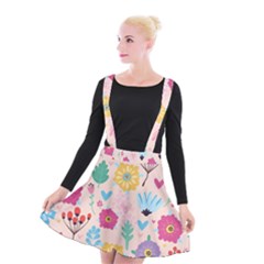 Tekstura-fon-tsvety-berries-flowers-pattern-seamless Suspender Skater Skirt by Sobalvarro
