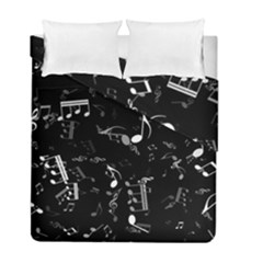 Black And White Music Notes Duvet Cover Double Side (full/ Double Size) by SpinnyChairDesigns