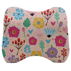 Tekstura-fon-tsvety-berries-flowers-pattern-seamless Velour Head Support Cushion by Sobalvarro
