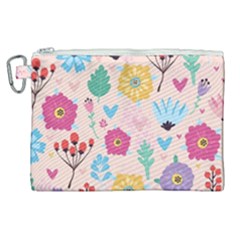 Tekstura-fon-tsvety-berries-flowers-pattern-seamless Canvas Cosmetic Bag (xl) by Sobalvarro