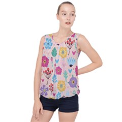 Tekstura-fon-tsvety-berries-flowers-pattern-seamless Bubble Hem Chiffon Tank Top by Sobalvarro