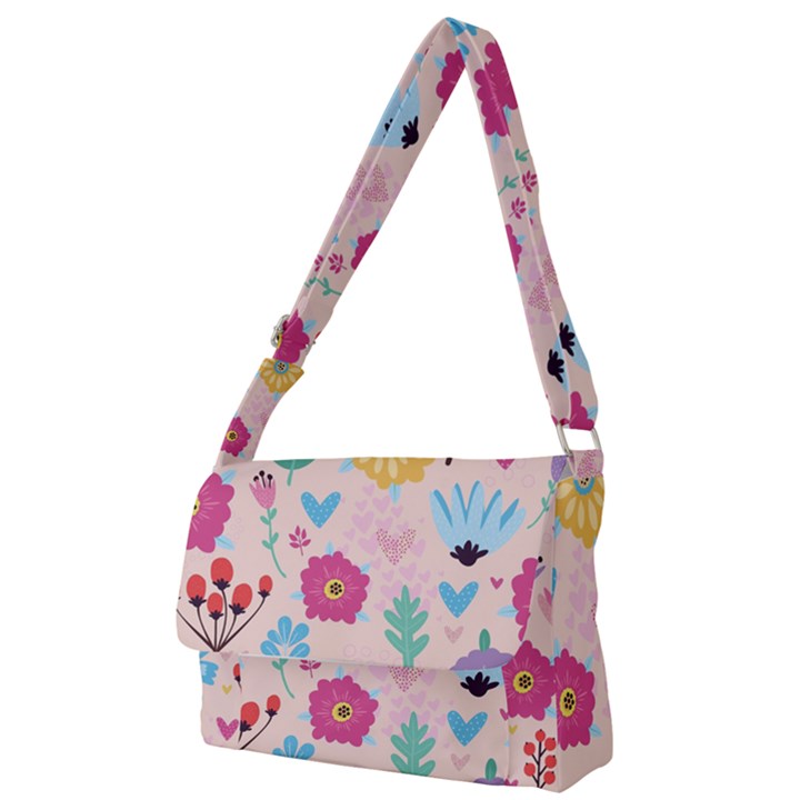 Tekstura-fon-tsvety-berries-flowers-pattern-seamless Full Print Messenger Bag (S)