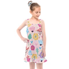 Tekstura-fon-tsvety-berries-flowers-pattern-seamless Kids  Overall Dress by Sobalvarro