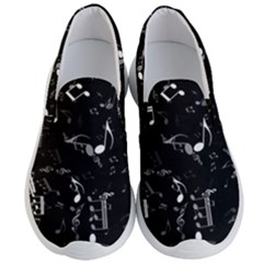 Black And White Music Notes Men s Lightweight Slip Ons by SpinnyChairDesigns