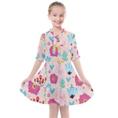 Tekstura-fon-tsvety-berries-flowers-pattern-seamless Kids  All Frills Chiffon Dress by Sobalvarro