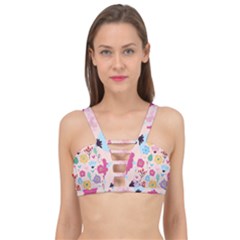 Tekstura-fon-tsvety-berries-flowers-pattern-seamless Cage Up Bikini Top by Sobalvarro
