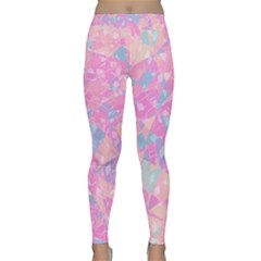 Pink Blue Peach Color Mosaic Classic Yoga Leggings by SpinnyChairDesigns