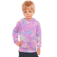 Pink Blue Peach Color Mosaic Kids  Hooded Pullover by SpinnyChairDesigns