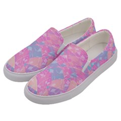 Pink Blue Peach Color Mosaic Men s Canvas Slip Ons by SpinnyChairDesigns