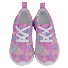 Pink Blue Peach Color Mosaic Running Shoes by SpinnyChairDesigns