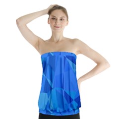 Electric Blue Geometric Pattern Strapless Top by SpinnyChairDesigns