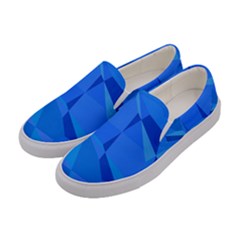 Electric Blue Geometric Pattern Women s Canvas Slip Ons by SpinnyChairDesigns