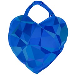 Electric Blue Geometric Pattern Giant Heart Shaped Tote by SpinnyChairDesigns