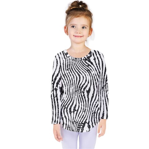 Zebra Print Stripes Kids  Long Sleeve Tee by SpinnyChairDesigns