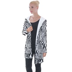 Zebra Print Stripes Longline Hooded Cardigan by SpinnyChairDesigns