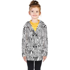 Zebra Print Stripes Kids  Double Breasted Button Coat by SpinnyChairDesigns