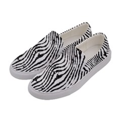 Zebra Print Stripes Women s Canvas Slip Ons by SpinnyChairDesigns