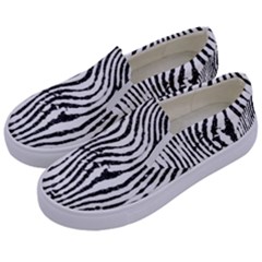 Zebra Print Stripes Kids  Canvas Slip Ons by SpinnyChairDesigns