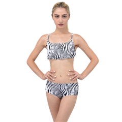 Zebra Print Stripes Layered Top Bikini Set by SpinnyChairDesigns